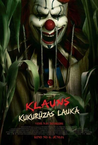 Klauns kukuruzas lauka plakats